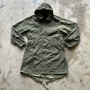 Vintage 80s Military Night Desert Camouflage Fishtail Parka Jacket Size Medium